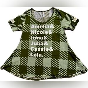 LuLaRoe Green Plaid Graphic Perfect T - Limited Edition